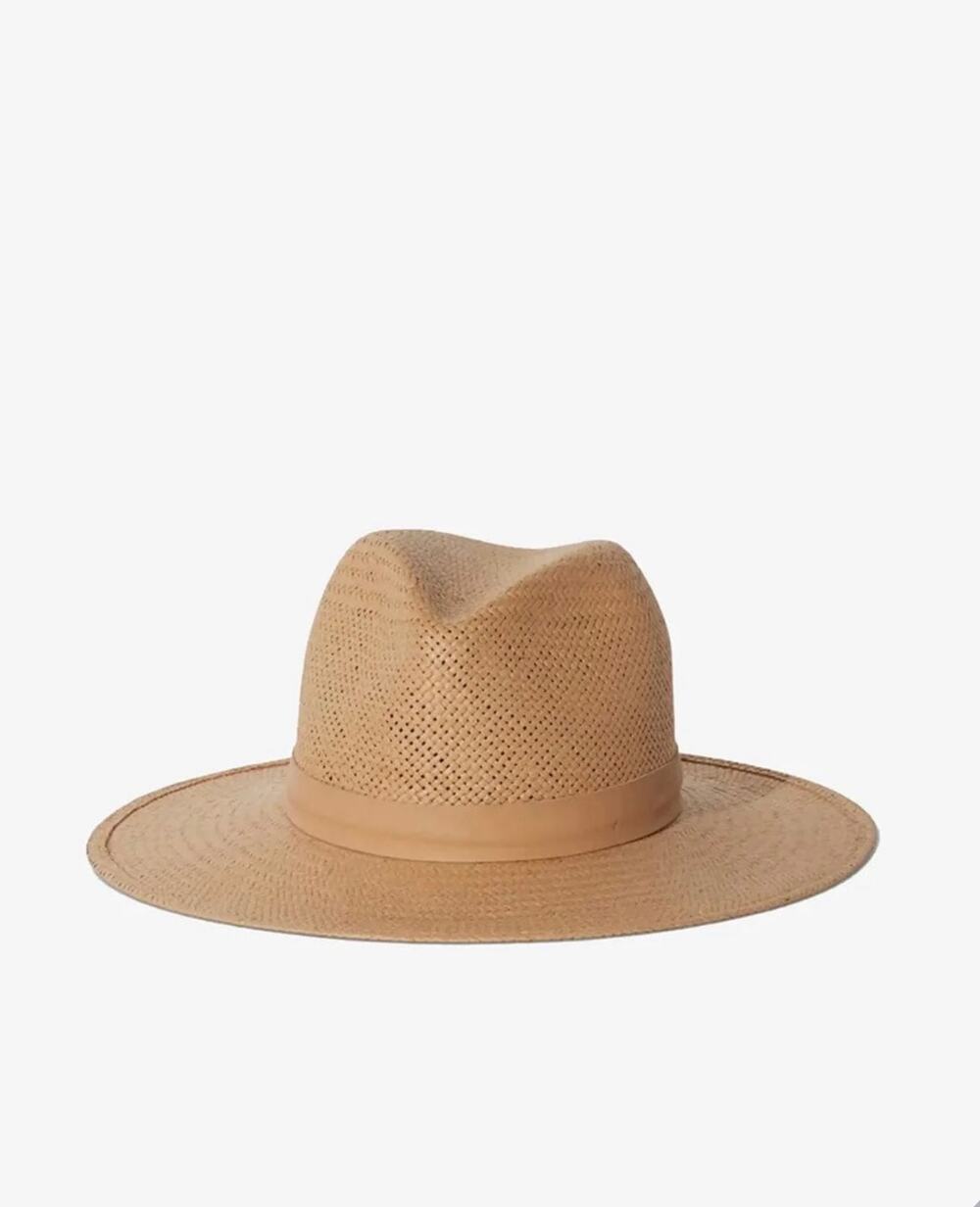 Janessa Leone Simone Hat Sand Packable Fedora Sun Hat NEW